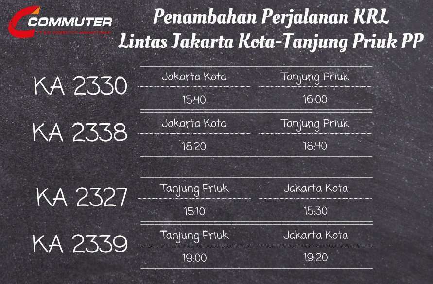 Penambahan jadwal perjalanan KRL lintas Tanjung Priok terhitung sejak 13 Februari 2017 | Sumber: @CommuterLine (Twitter)