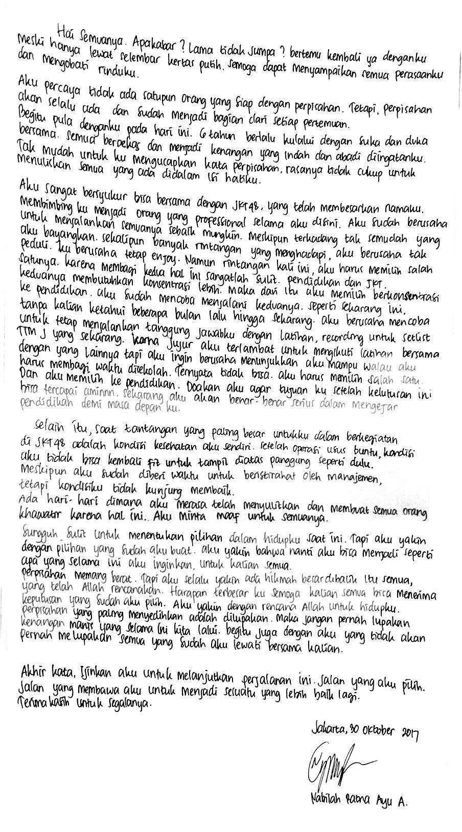 Surat Nabilah JKT48 