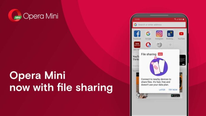 opera mini file sharing