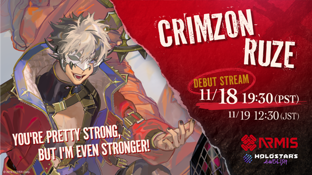 Desain karakter Crimson Ruze. © Cover corp.