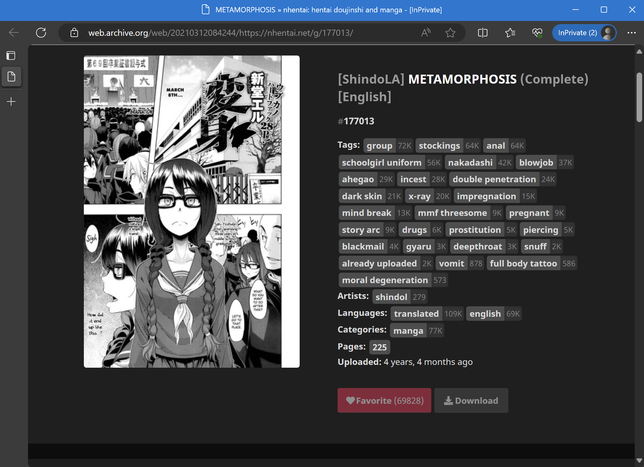 Manga 177013 sebagaimana terlihat dalam situs pemersatu dunia sebelumnya.