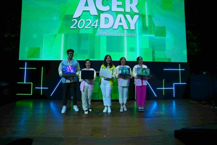Acer Day 2024 Brisia Jodie, Acer Ambassador bersama Fransisca Maya, Head of Marketing Acer Indonesia, Leny Ng, President Director Acer Indonesia, Theresia Hanydawati, Head of Consumer Product Manager Acer Indonesia, Ananta Vinnie, Music Produce